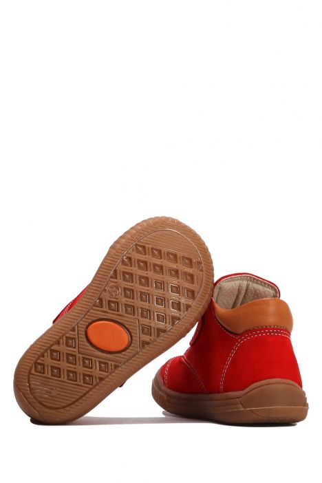 GT02 Kifidis-Kids İlk Adım Unisex Çocuk Nubuk Deri Ayakkabı 21-25 Kırmızı Nubuk
