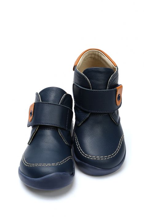 GT03 Kifidis-Kids İlk Adım Unisex Çocuk Deri Ayakkabı 21-25 Lacivert Deri