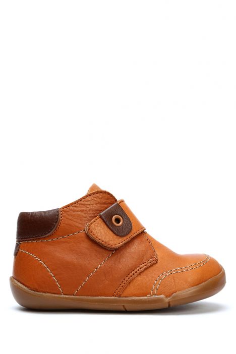 GT03 Kifidis-Kids İlk Adım Unisex Çocuk Deri Ayakkabı 21-25 Konyak Deri