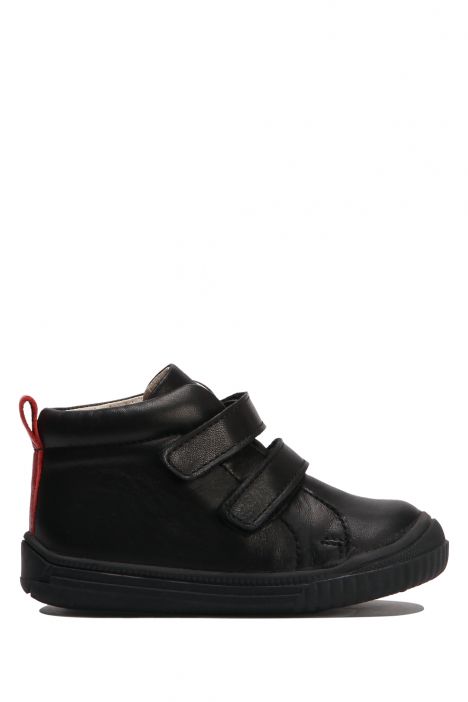 GT08 Kifidis-Kids İlk Adım Unisex Çocuk Deri Ayakkabı 20-25 Siyah Deri