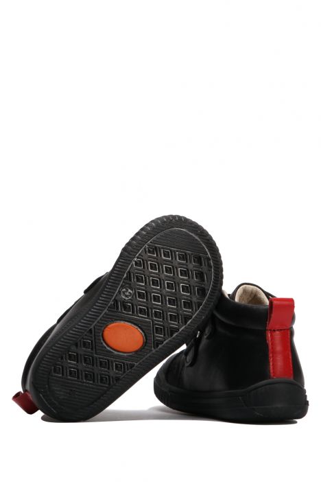 GT08 Kifidis-Kids İlk Adım Unisex Çocuk Deri Ayakkabı 20-25 Siyah Deri
