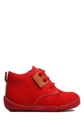 GT13 Kifidis-Kids İlk Adım Unisex Çocuk Nubuk Deri Ayakkabı 20-24 Kırmızı Nubuk