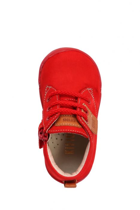 GT13 Kifidis-Kids İlk Adım Unisex Çocuk Nubuk Deri Ayakkabı 20-24 Kırmızı Nubuk