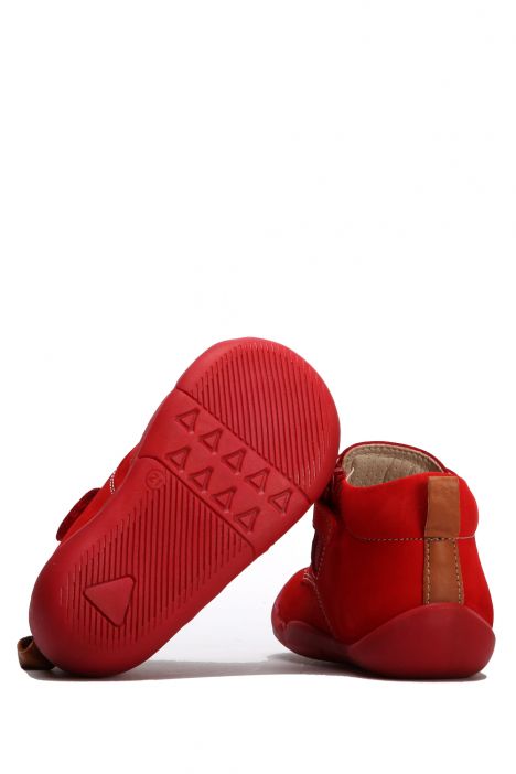 GT13 Kifidis-Kids İlk Adım Unisex Çocuk Nubuk Deri Ayakkabı 20-24 Kırmızı Nubuk