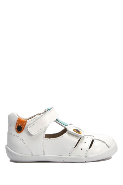 GV05 Kifidis-Kids İlk Adım Unisex Çocuk Deri Ayakkabı 19-25 Beyaz Deri
