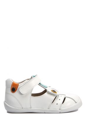 GV05 Kifidis-Kids İlk Adım Unisex Çocuk Deri Ayakkabı 19-25 Beyaz Deri