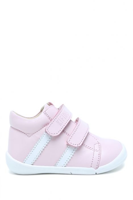 GV23005 Kifidis-Kids İlk Adım Unisex Çocuk Deri Ayakkabı 19-25 Pembe-Beyaz Çizgili