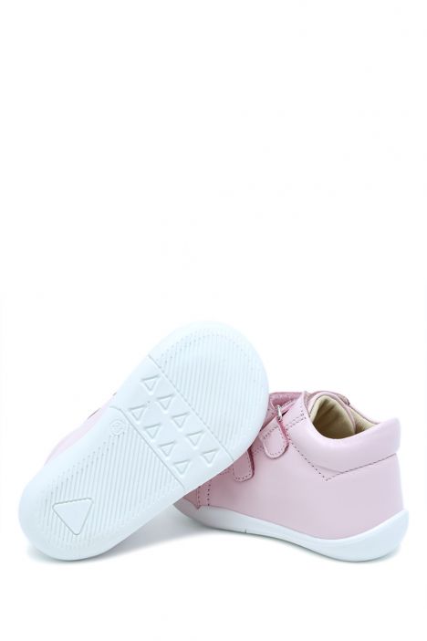 GV23005 Kifidis-Kids İlk Adım Unisex Çocuk Deri Ayakkabı 19-25 Pembe-Beyaz Çizgili