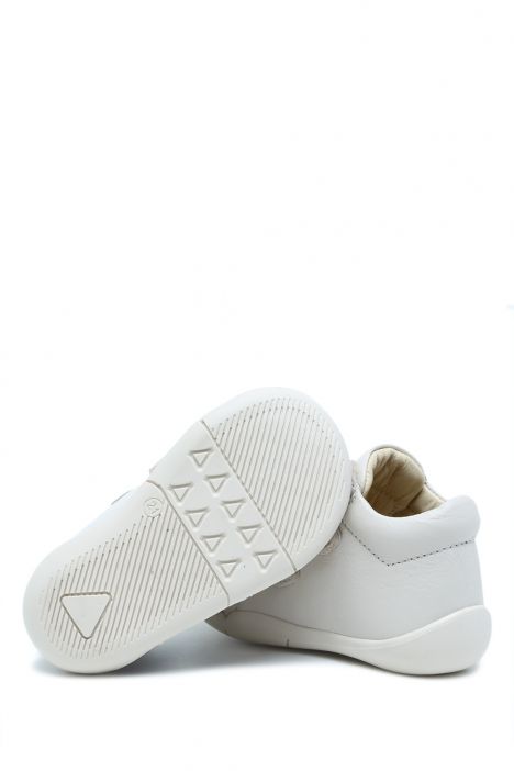 GV23005 Kifidis-Kids İlk Adım Unisex Çocuk Deri Ayakkabı 19-25 Bej-Denim Çizgili