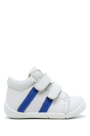 GV23005 Kifidis-Kids İlk Adım Unisex Çocuk Deri Ayakkabı 19-25 Bej-Denim Çizgili