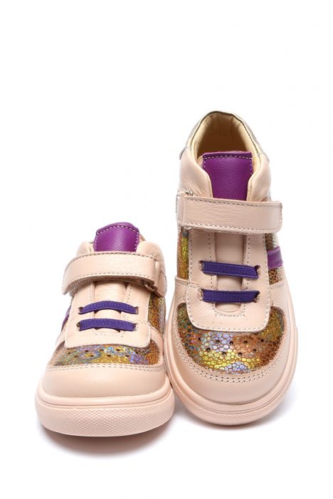 GV23019 Kifidis Paplus Unisex Çocuk Deri Ayakkabı 24-30 Pudra Deri