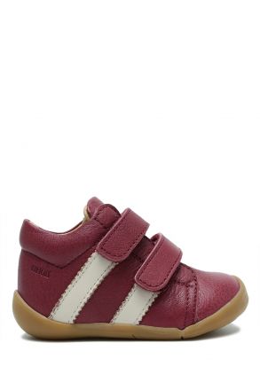 GV26005 Kifidis-Kids İlk Adım Unisex Çocuk Deri Ayakkabı 19-25 Bordo-Beyaz Deri