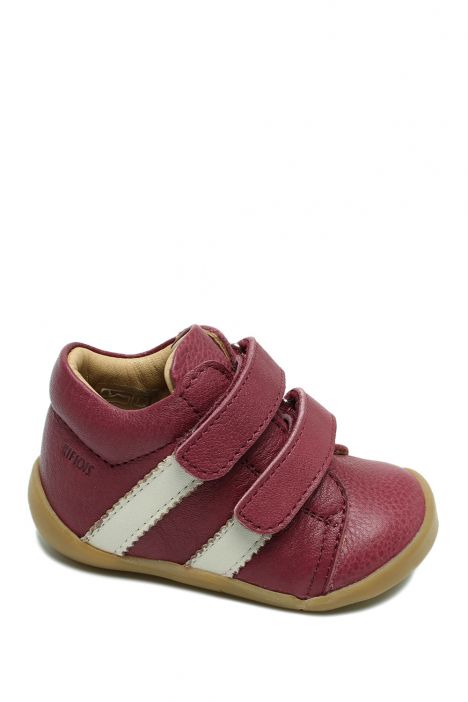 GV26005 Kifidis-Kids İlk Adım Unisex Çocuk Deri Ayakkabı 19-25 Bordo-Beyaz Deri