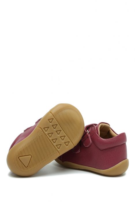 GV26005 Kifidis-Kids İlk Adım Unisex Çocuk Deri Ayakkabı 19-25 Bordo-Beyaz Deri