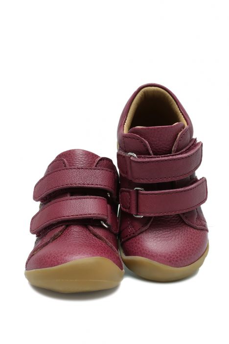 GV26005 Kifidis-Kids İlk Adım Unisex Çocuk Deri Ayakkabı 19-25 Bordo-Beyaz Deri