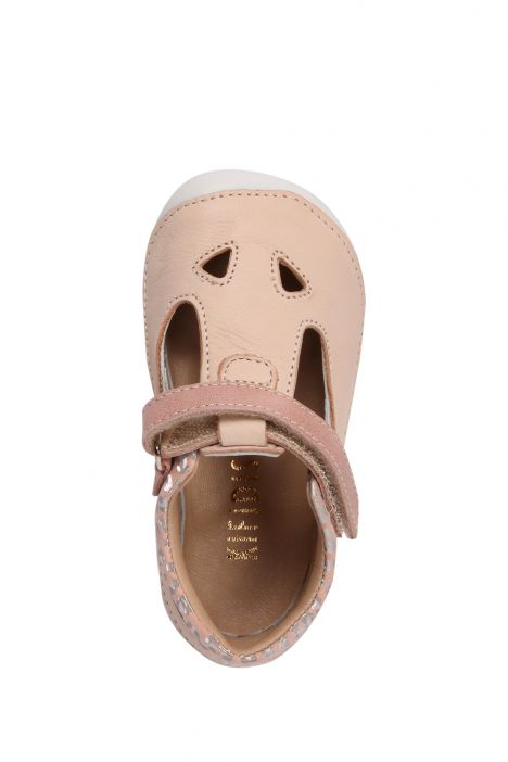 GV40 Kifidis-Kids Unisex Bebek Deri Ayakkabı 18-22 Pudra Deri