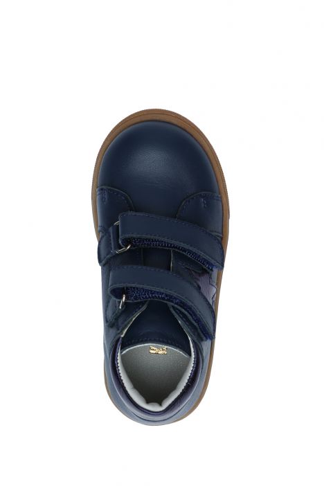 GW22018 Kifidis-Kids Unisex Çocuk Cırtlı Sneaker Bot 21-30 Lacivert Deri