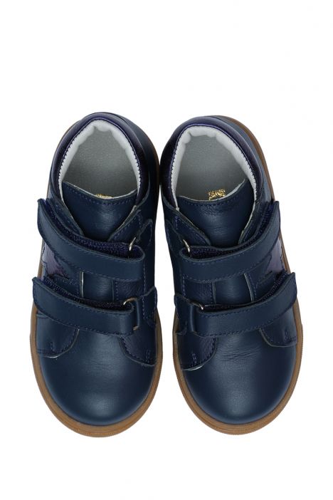 GW22018 Kifidis-Kids Unisex Çocuk Cırtlı Sneaker Bot 21-30 Lacivert Deri