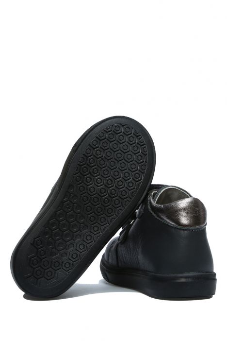 GW22018 Kifidis-Kids Unisex Çocuk Cırtlı Sneaker Bot 21-30 Antrasit Deri