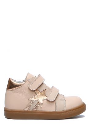 GW22018 Kifidis-Kids Unisex Çocuk Cırtlı Sneaker Bot 21-30 Pudra Deri