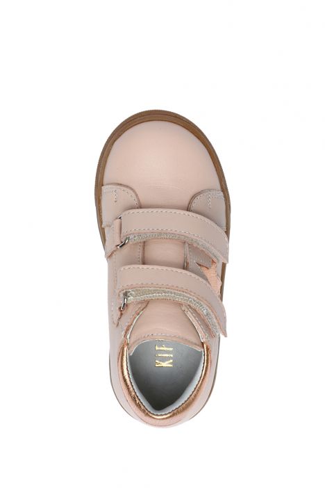 GW22018 Kifidis-Kids Unisex Çocuk Cırtlı Sneaker Bot 21-30 Pudra Deri