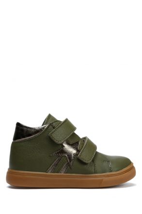 GW22018 Kifidis-Kids Unisex Çocuk Cırtlı Sneaker Bot 21-30 Yeşil Deri