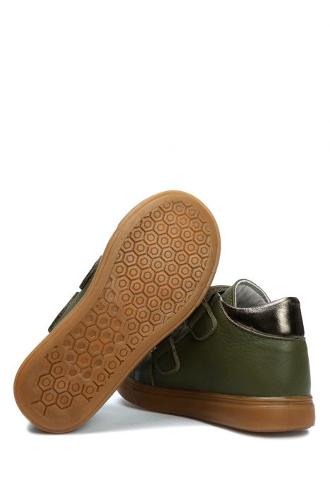 GW22018 Kifidis-Kids Unisex Çocuk Cırtlı Sneaker Bot 21-30 Yeşil Deri