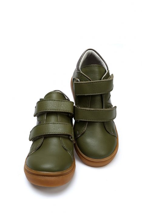 GW22018 Kifidis-Kids Unisex Çocuk Cırtlı Sneaker Bot 21-30 Yeşil Deri