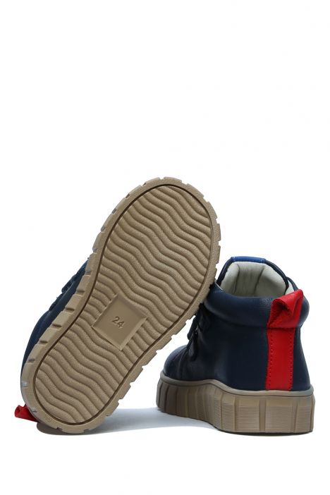 GW22022 Kifidis Paplus Unisex Çocuk Cırtlı Sneaker Bot 21-30 Lacivert Deri