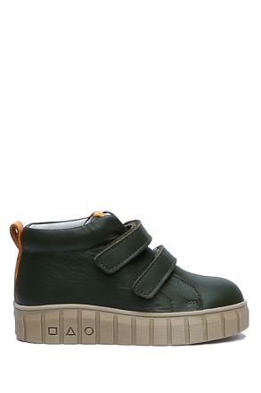 GW22022 Kifidis Paplus Unisex Çocuk Cırtlı Sneaker Bot 21-30 Haki Deri