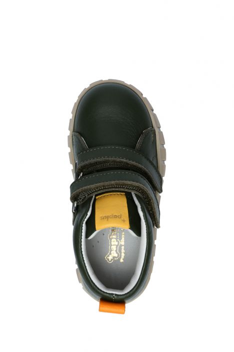 GW22022 Kifidis Paplus Unisex Çocuk Cırtlı Sneaker Bot 21-30 Haki Deri