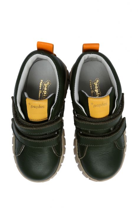 GW22022 Kifidis Paplus Unisex Çocuk Cırtlı Sneaker Bot 21-30 Haki Deri