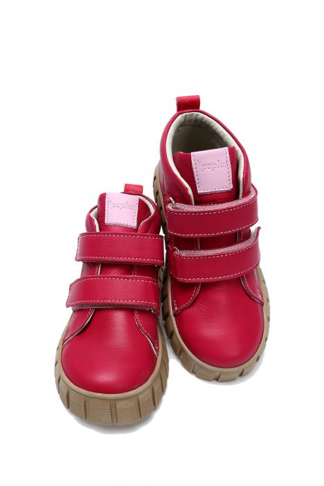 GW22022 Kifidis Paplus Unisex Çocuk Cırtlı Sneaker Bot 21-30 Vişne Deri
