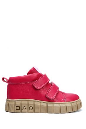 GW22022 Kifidis Paplus Unisex Çocuk Cırtlı Sneaker Bot 21-30 Vişne Deri