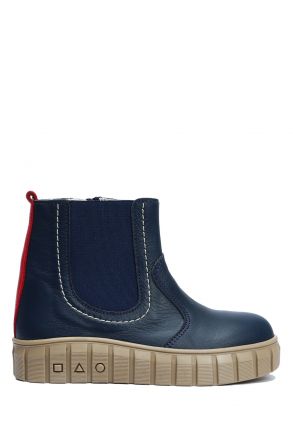 GW22023 Kifidis-Kids Unisex Çocuk Deri Bot 21-30 Lacivert Deri