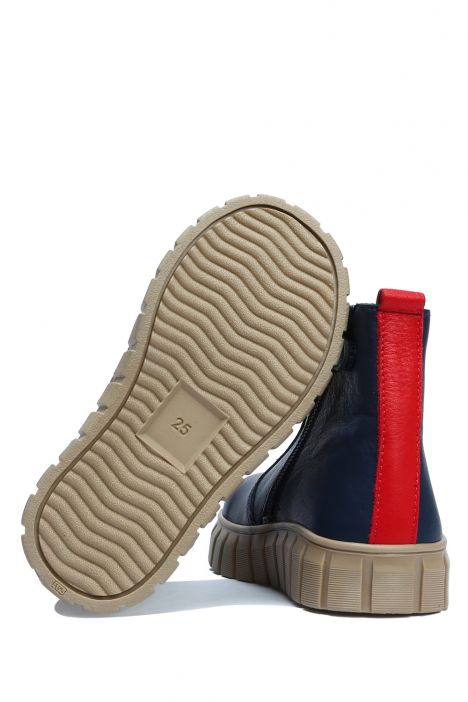 GW22023 Kifidis-Kids Unisex Çocuk Deri Bot 21-30 Lacivert Deri