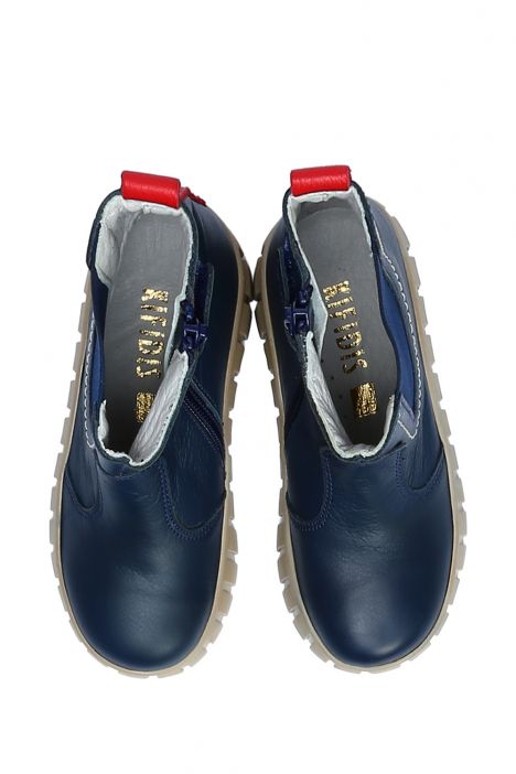 GW22023 Kifidis-Kids Unisex Çocuk Deri Bot 21-30 Lacivert Deri