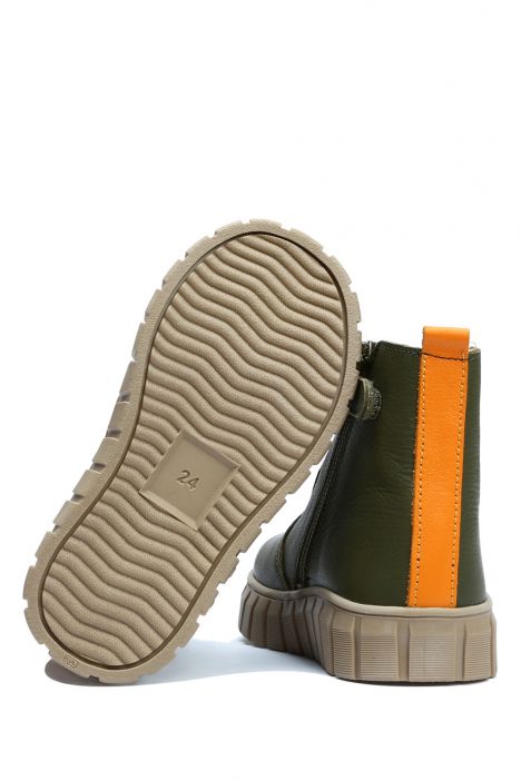 GW22023 Kifidis-Kids Unisex Çocuk Deri Bot 21-30 Yeşil Deri