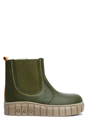 GW22023 Kifidis-Kids Unisex Çocuk Deri Bot 21-30 Yeşil Deri