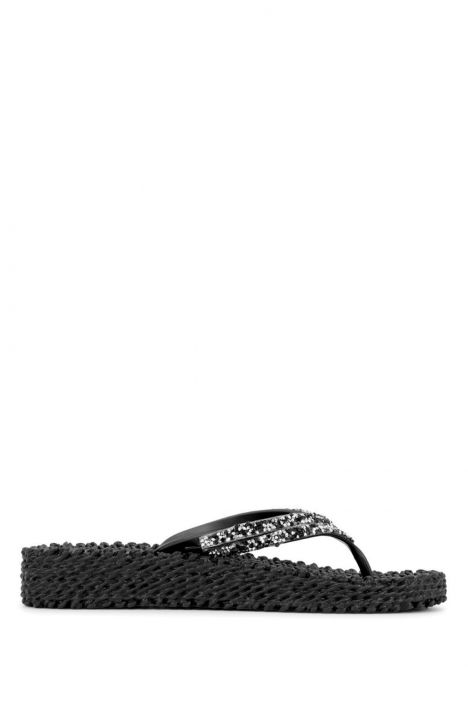 Ilse Jacobsen Cheerful15 Taşlı ve Platformlu Parmak Arası Terlik 36-41 Siyah/Black