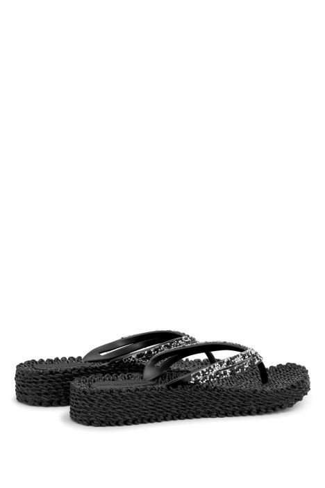 Ilse Jacobsen Cheerful15 Taşlı ve Platformlu Parmak Arası Terlik 36-41 Siyah/Black