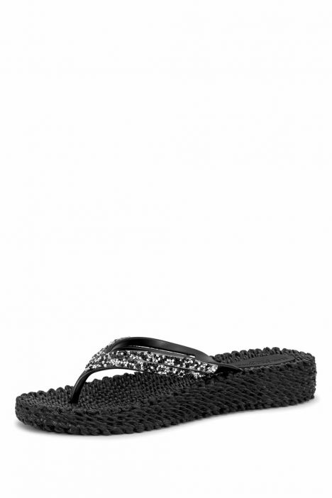 Ilse Jacobsen Cheerful15 Taşlı ve Platformlu Parmak Arası Terlik 36-41 Siyah/Black