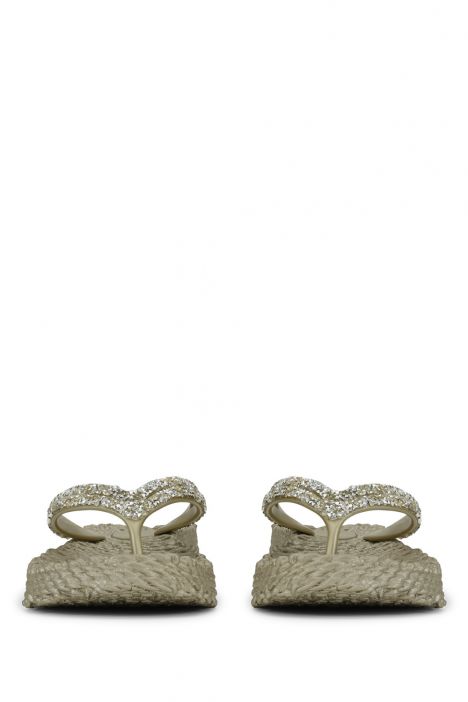 Ilse Jacobsen Cheerful15 Taşlı ve Platformlu Parmak Arası Terlik 36-41 Platin