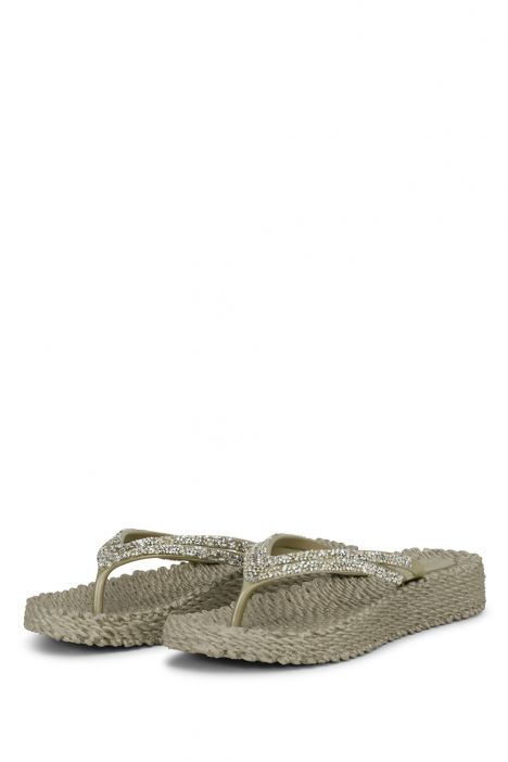 Ilse Jacobsen Cheerful15 Taşlı ve Platformlu Parmak Arası Terlik 36-41 Platin