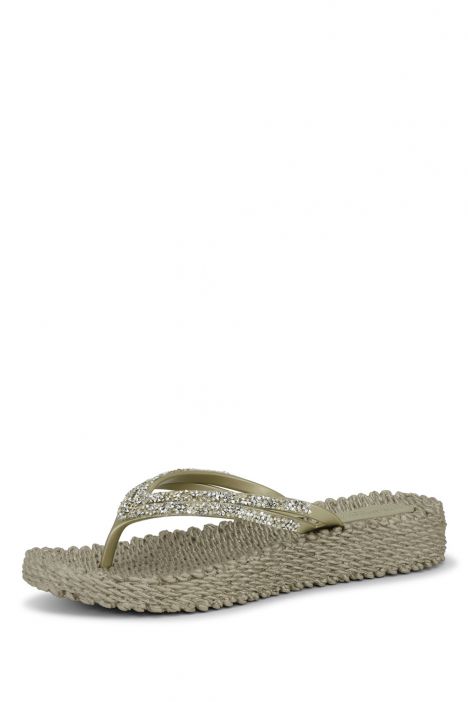 Ilse Jacobsen Cheerful15 Taşlı ve Platformlu Parmak Arası Terlik 36-41 Platin