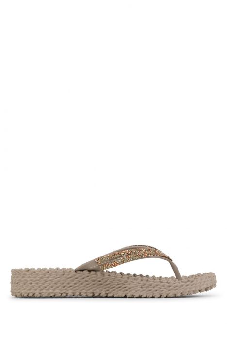 Ilse Jacobsen Cheerful15 Taşlı ve Platformlu Parmak Arası Terlik 36-41 Bej/Atmosphere