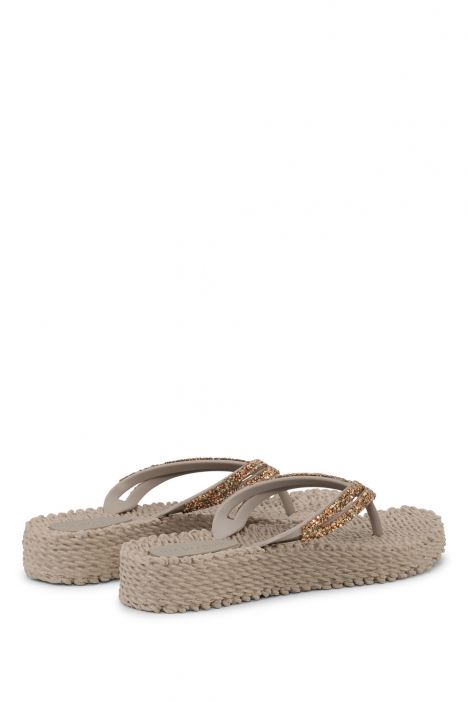 Ilse Jacobsen Cheerful15 Taşlı ve Platformlu Parmak Arası Terlik 36-41 Bej/Atmosphere