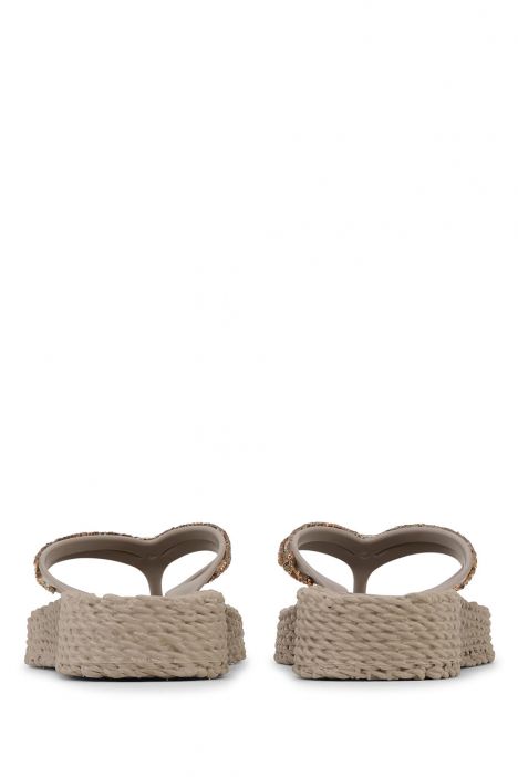 Ilse Jacobsen Cheerful15 Taşlı ve Platformlu Parmak Arası Terlik 36-41 Bej/Atmosphere