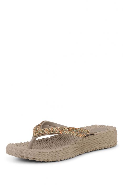 Ilse Jacobsen Cheerful15 Taşlı ve Platformlu Parmak Arası Terlik 36-41 Bej/Atmosphere