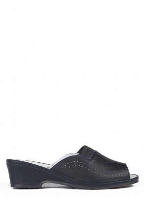 Janina Ac-Kifidis Kadın Anatomik Deri Terlik 35-42 BLU-BLAU-LACİVERT TONU